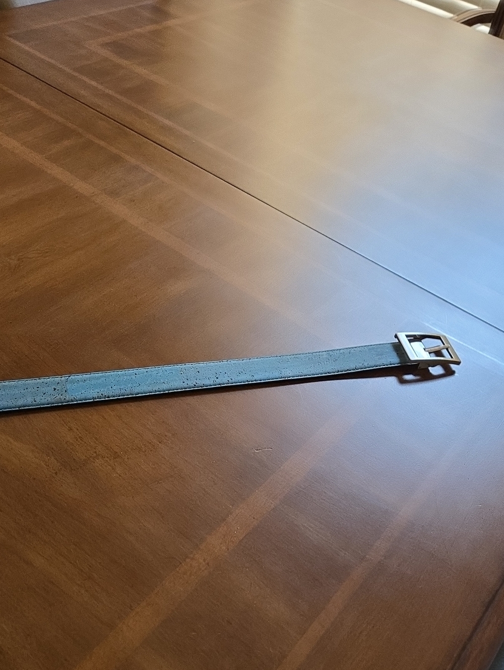 Cork Green/light Beige Reversible  Cork Belt with Silver Tone Buckle
